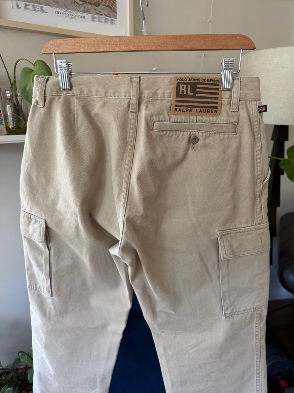 Polo Jeans Ralph Lauren Beige Cargo Pants with Patch Logo Size 6 (W30 L25)